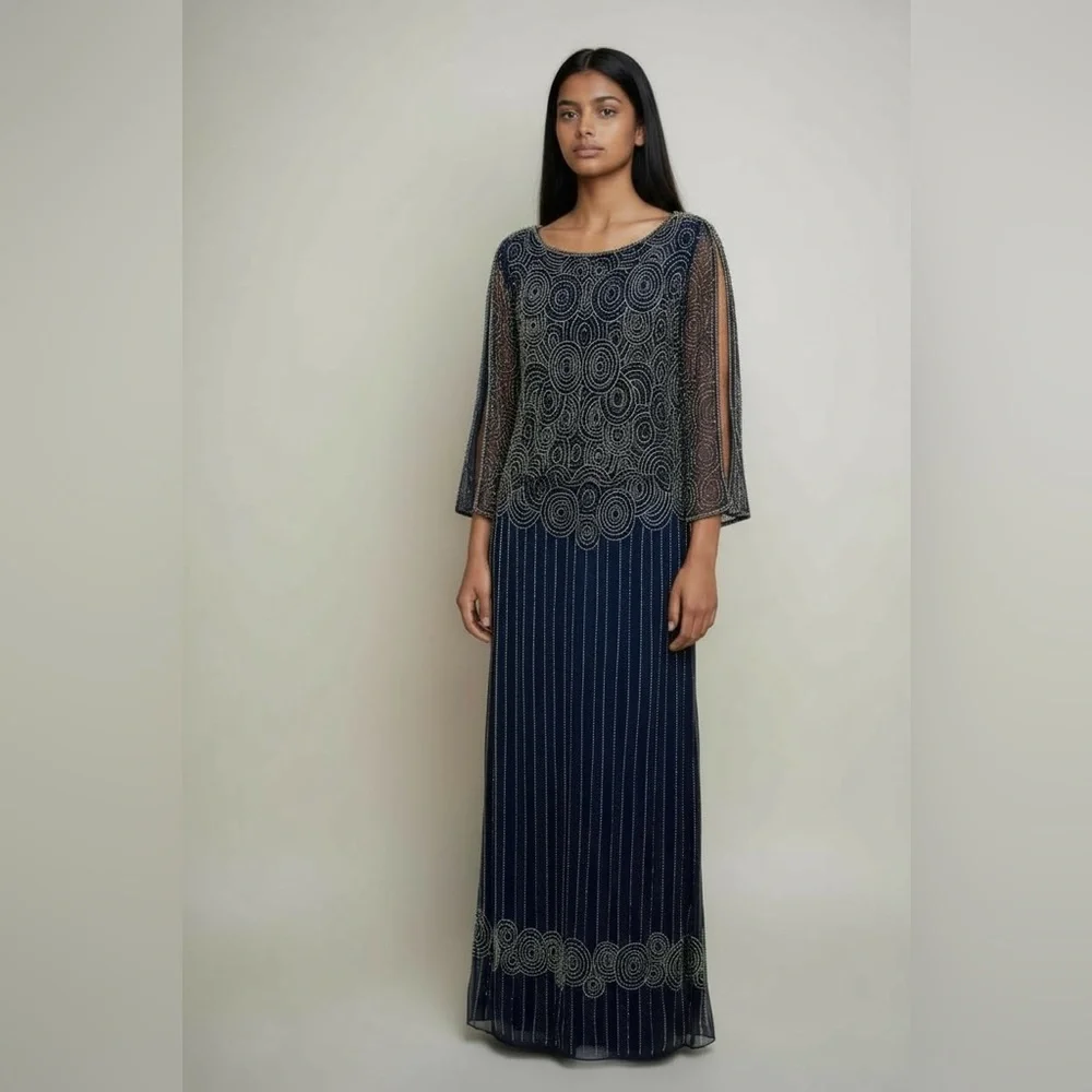 NWT Pisarro Nights Beaded Embellished Blouson Gown 8, 24W - Picture 8 of 8